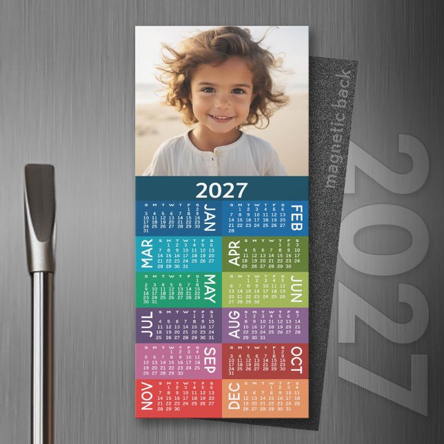2023 Kalender 1 Färgbakgrund för fotokollage (2027 Magnet Calendar)
