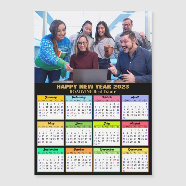 2023-kalender - affärs-fotokort för Guld (Framsida)