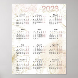 2023 Kalender, Akvarell Årlig kalender, Modern Poster