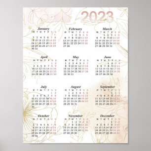 2023 Kalender, Akvarell Årlig Kalender, Modern Poster