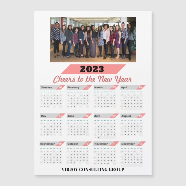 2023 Kalender Corporate Rose Gold Foto Magnet (Framsida)