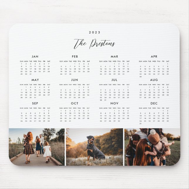 2023 Kalender EDITABLE FÄRG Photo Mousepad Musmatta (Framsidan)