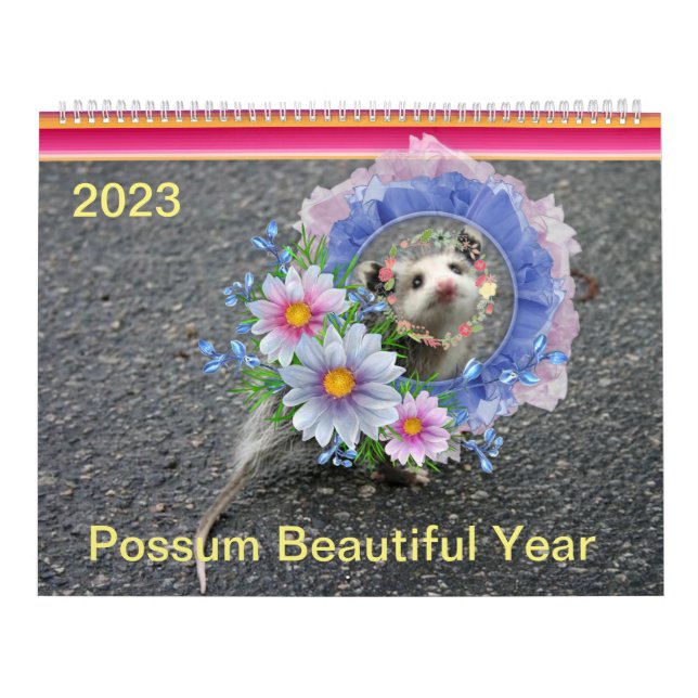 2023 Kalender Färgfull grodd Blommigt av opossum (Omslag)