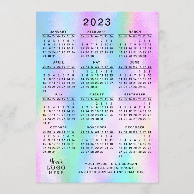 2023 Kalender - Fullt Faux Holograf Ombre Program (Framsida)