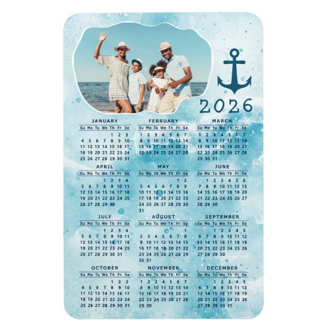 2023 Kalender Kusthavets familj Foto Magnet (Vertikal)