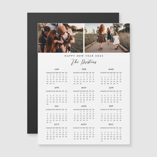 2023-kalender Magnetiskt fotokort Gott nytt år (Fram/baksida)