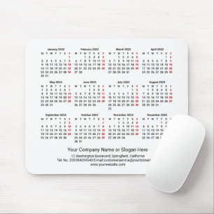2023 Kalender MÅNDAG BÖRJA Vit minimalistisk Musmatta