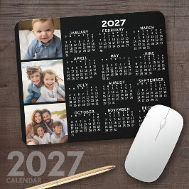 2023 Kalender med 3 fotokollage - svart Musmatta