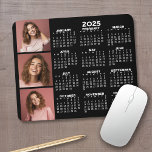 2023 Kalender med 3 fotokollage - svart Musmatta<br><div class="desc">En 3-fotokollage med en 2023-kalender. En roligt för nyår. Lägg till tre kvadratfoton i den här designen.</div>