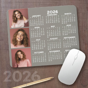 2023 Kalender med 3 fotokollage - taupe Musmatta