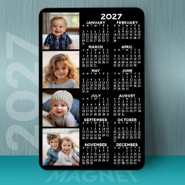 2023 Kalender med 4 fotokollage - svart Magnet