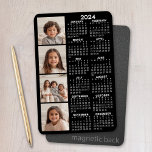2023 Kalender med 4 fotokollage - svart Magnet<br><div class="desc">En 4-fotokollage med en kalender. En roligt för nyår. Lägg till 4 kvadratfoton till den här designen.</div>