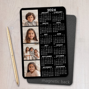 2023 Kalender med 4 fotokollage - svart Magnet