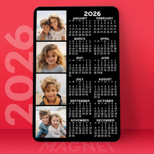 2023 Kalender med 4 fotokollage - svart Magnet