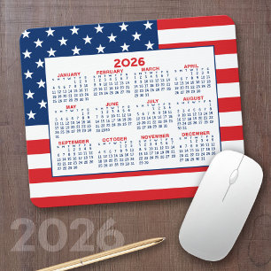2023 Kalender med amerikansk Flagga - Rött vitt bl Musmatta