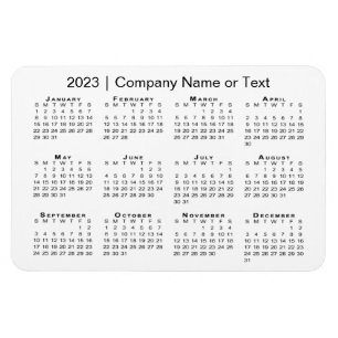 2023 Kalender med Anpassningsbar Text vit Magnet