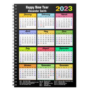 2023-kalender med Helgdagar Årlig modern Anpassnin Anteckningsbok
