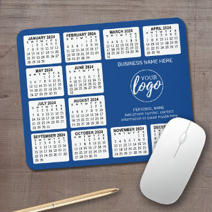 2023 Kalender med logotyp, kontaktinformation blå Musmatta