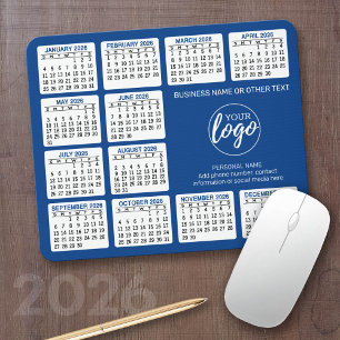 2023 Kalender med logotyp, kontaktinformation blå Musmatta