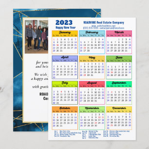 2023 Kalender Modern Geometric Blue Business Photo Julkort
