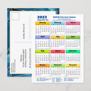 2023 Kalender - Modern Geometric Blue Business Vykort