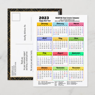 2023 Kalender Modern Skrift Minimalistisk Företag Vykort