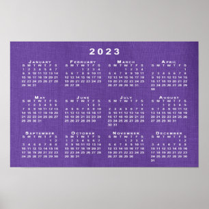 2023 Kalender på Lila Linne Textur Foto Poster