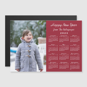 2023 Kalender Photo Gott nytt år Burgundy Magnet