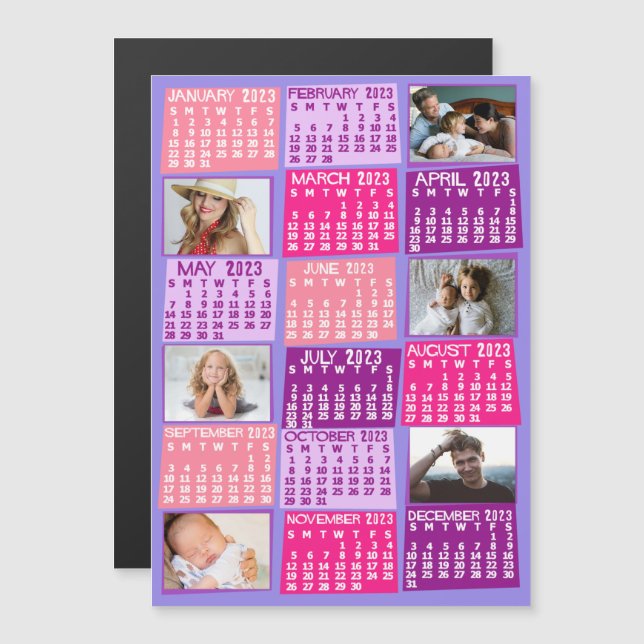 2023 Kalender (Se Beskrivning för senaste versione Magnetisk Inbjudningskort (Fram/baksida)