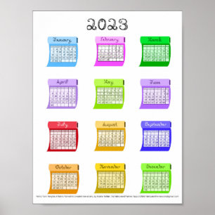 2023 Kalender Tyg Teckensnitt Månad Sy Bollster Poster