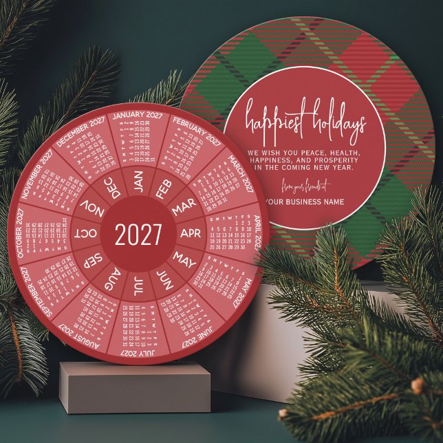 2023 Kalendercirkel - gröntens rödljuga - lycka Julkort (2027 Calendar - Office Corporate Holiday Greeting Card for the 2026 Season)