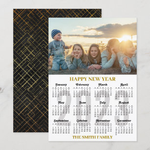 2023 Kalenderfoto Modern Guld och svart skript Julkort