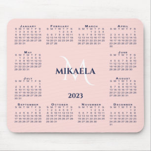 2023 Kalenderns Chic Monogram Namn om korallets Ro Musmatta