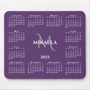 2023 Kalenderns Chic Monogram Namn på Lilan Musmatta