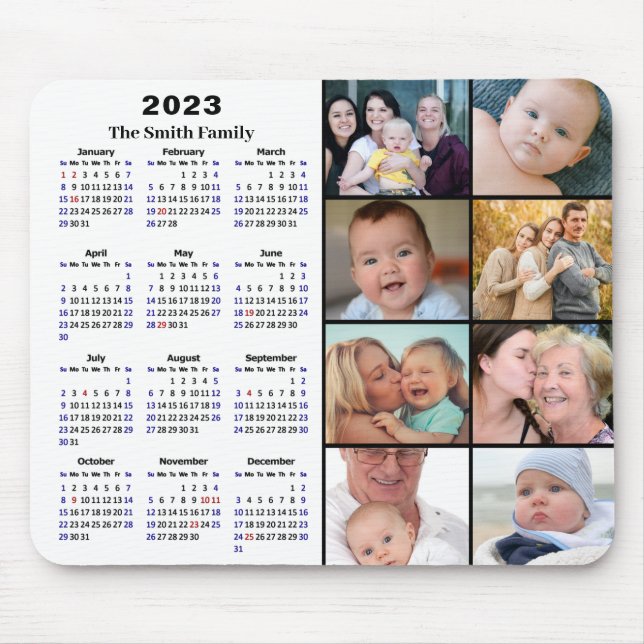 2023-kalenderns minimala 8-familjens foto-Anpassni Musmatta (Framsidan)