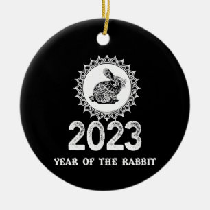2023 Kaninens nyår Julgransprydnad Keramik