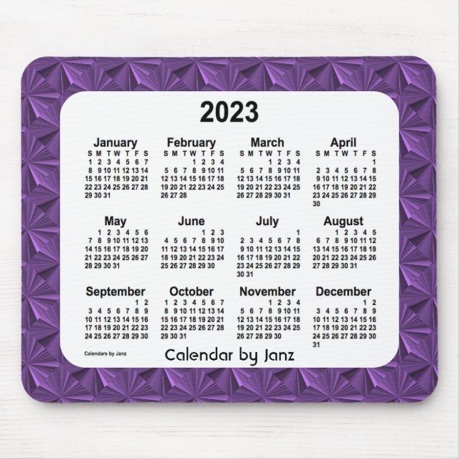2023 Lila DiamondsKalender av Janz Mouse Pad Musmatta (Framsidan)