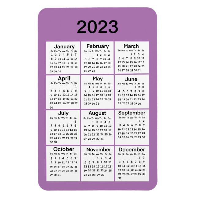 2023 Lila Mini Calendar Magnet (Vertikal)