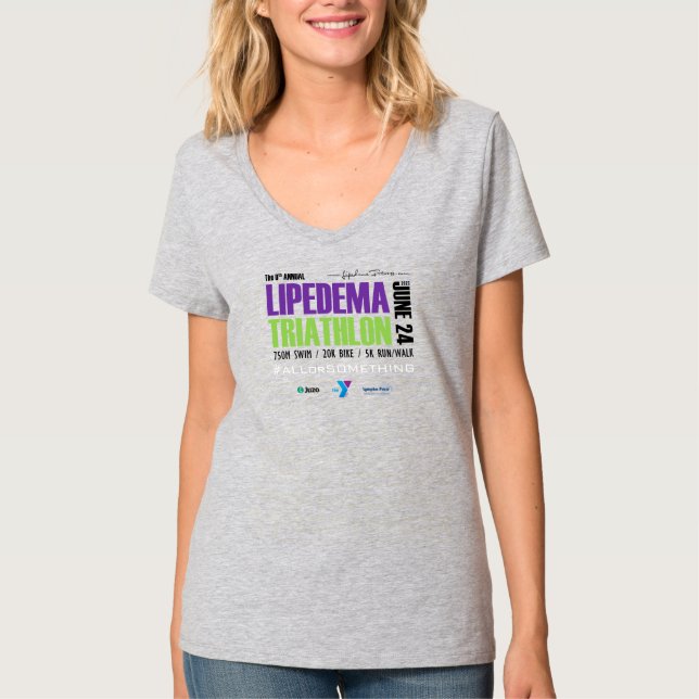 2023 Lipedema Triathlon V Nacke T-Shirt (Grått) (Framsida)
