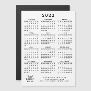 2023 Magnetic Calendar Logotyp White Black Simple