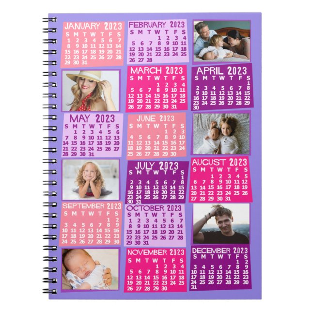 2023 Månadskalender Mod 6 Fotokollage Anteckningsbok (Framsidan)