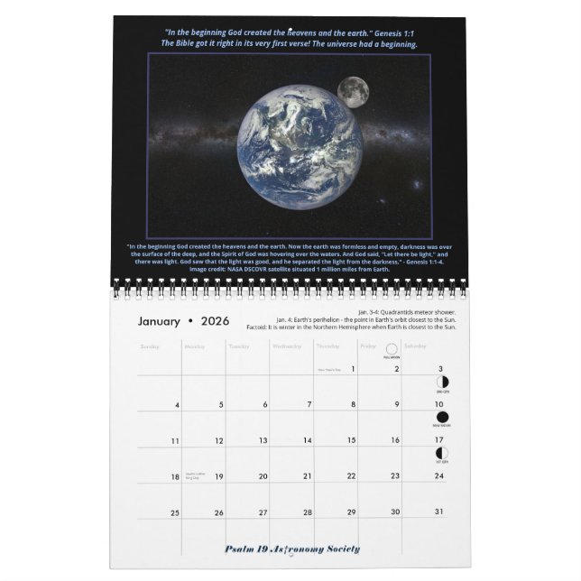 2023 MEDIUM Psalm 19 Astronomy Society Calendar R3 Kalender (Jan 2026)