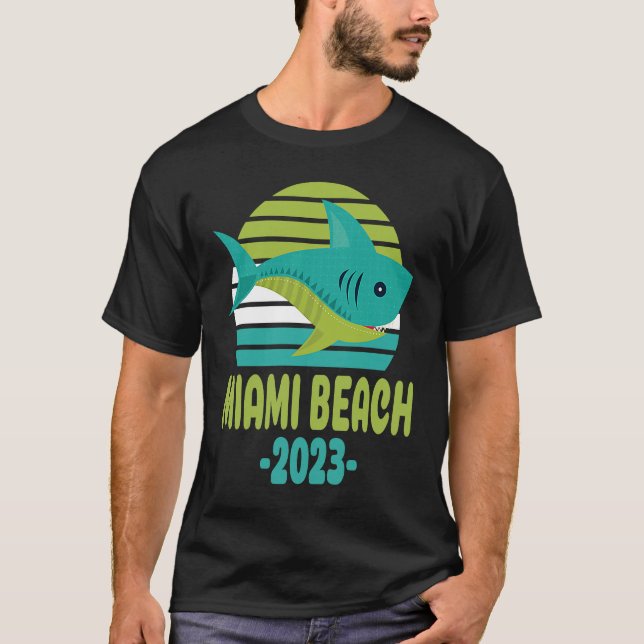 2023 Miami Beach Florida Shark T Shirt (Framsida)