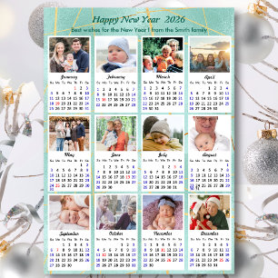 2023 Mint Grönt Modern Family 12 Fotokalender Julkort