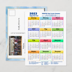 2023 Modern årskalender Blått Guld Vykort