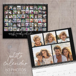 2023 Modern familj 60 Foto - 5 per månad svart Kalender
