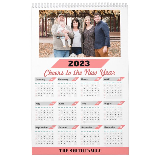 2023 Modern Family Anpassningsbar Photo with Fullt Kalender (Omslag)