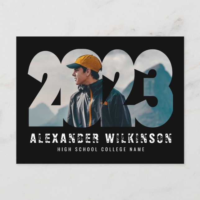 2023 Modern fet skript - enkelt foto Studenten Meddelande Vykort (Framsida)