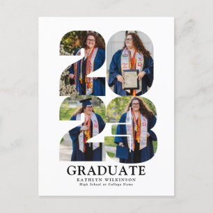 2023 Modern fet skript Trendig 4 Photo Studenten Inbjudan Vykort