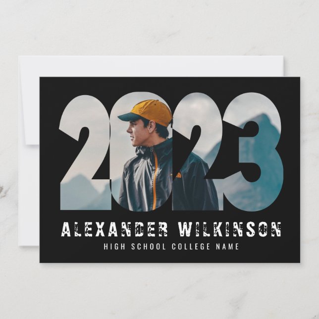 2023 Modern fet skript Trendig 4 Photo Studenten Inbjudningar (Framsida)